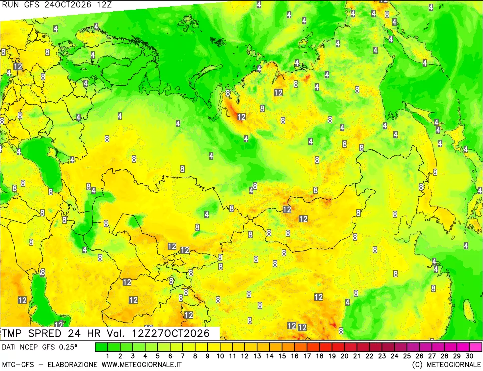 mappa Dif. TMax-TMin 24 ore