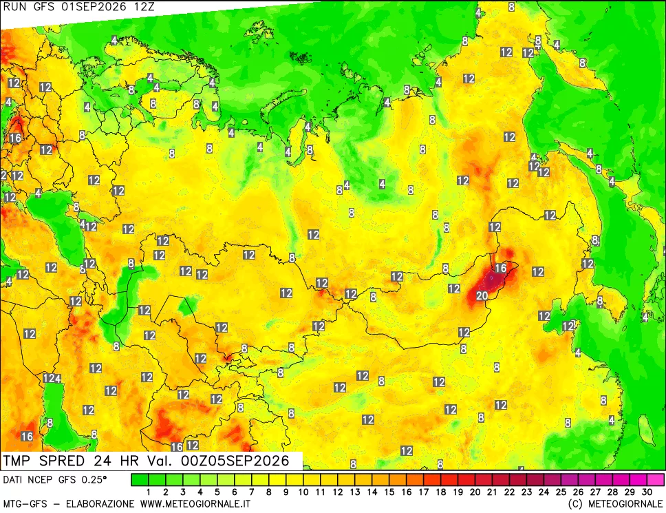 mappa Dif. TMax-TMin 24 ore