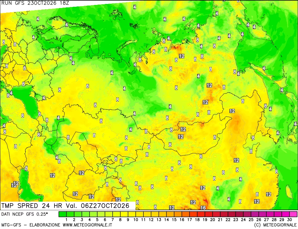 mappa Differenza TMax-TMin 24 ore