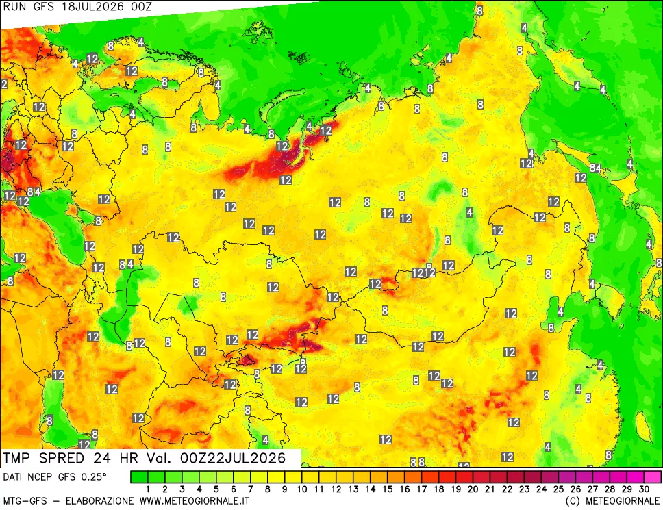 mappa Differenza TMax-TMin 24 ore