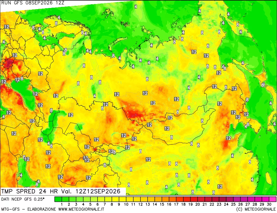 mappa Dif. TMax-TMin 24 ore