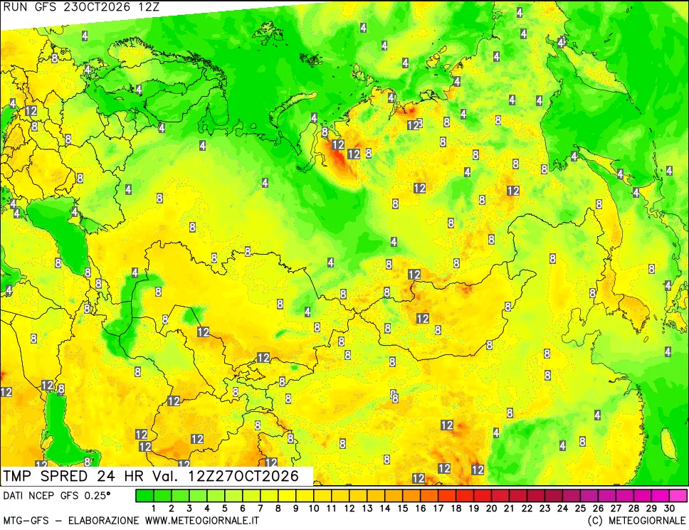 mappa Dif. TMax-TMin 24 ore