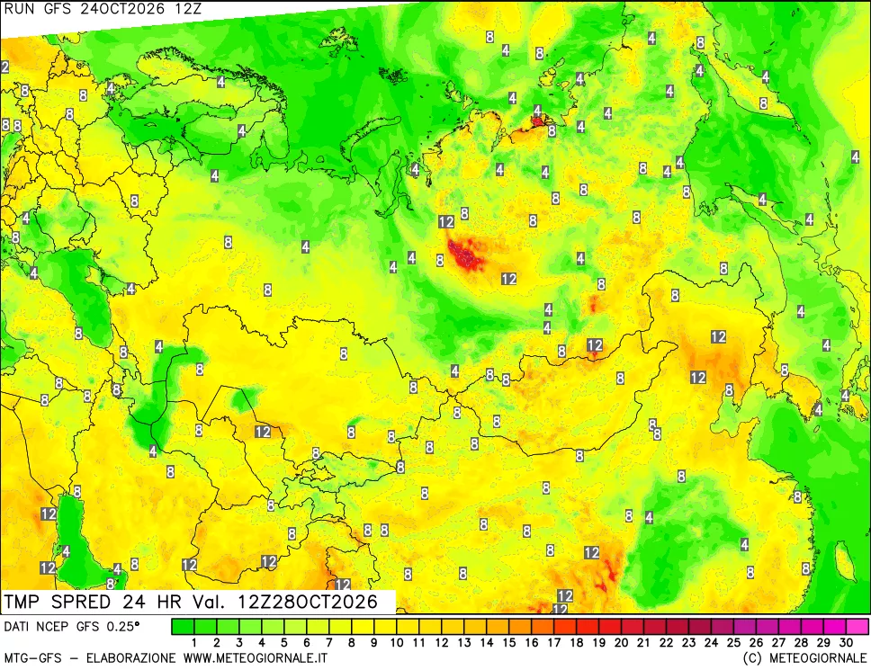 mappa Differenza TMax-TMin 24 ore