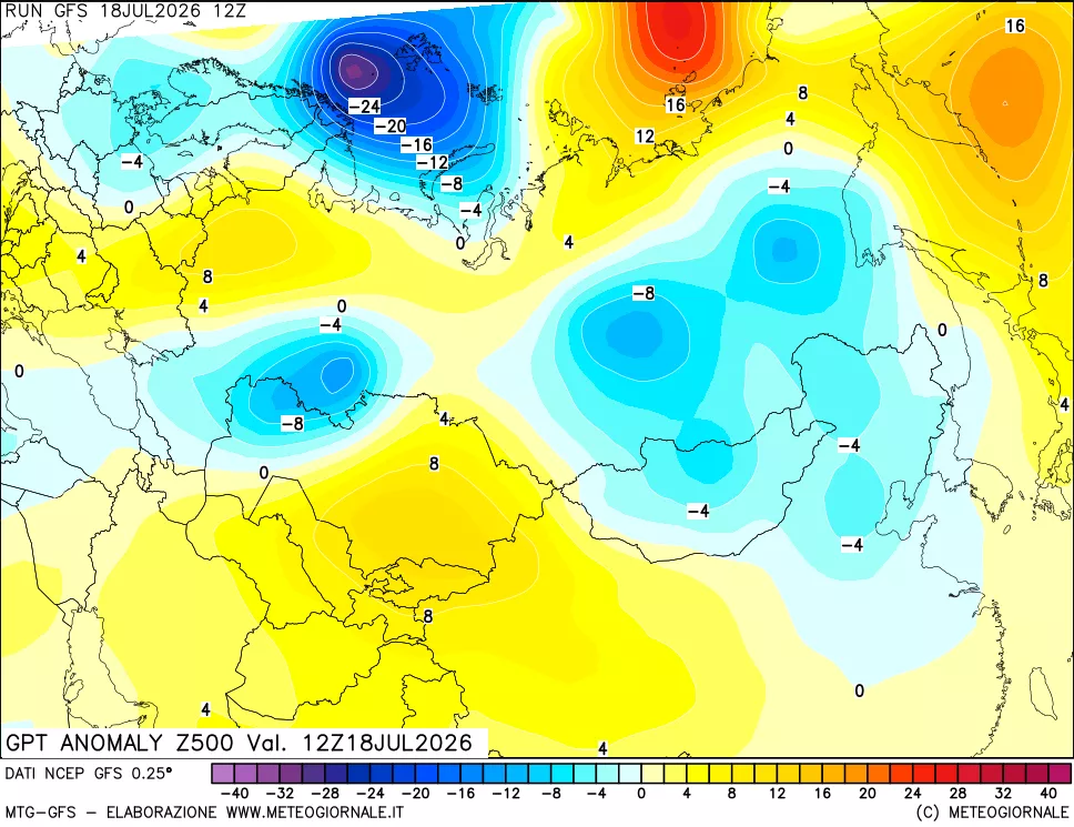 mappa 500 hPa GPT Anomaly vs Cli.No 1981-2010