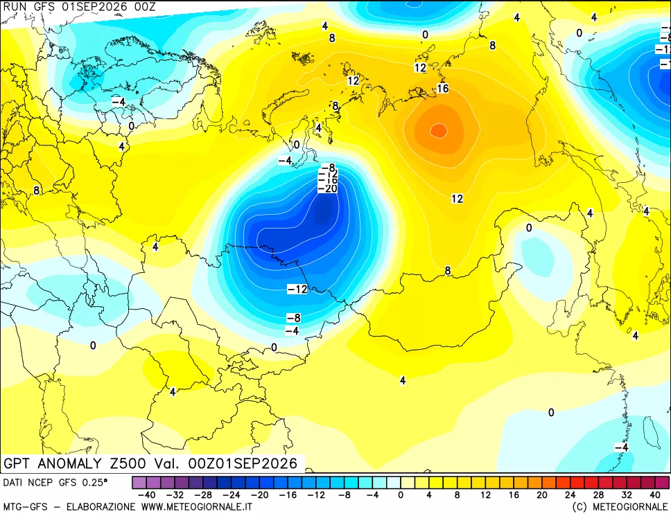 mappa 500 hPa GPT Anomaly vs Cli.No 1981-2010