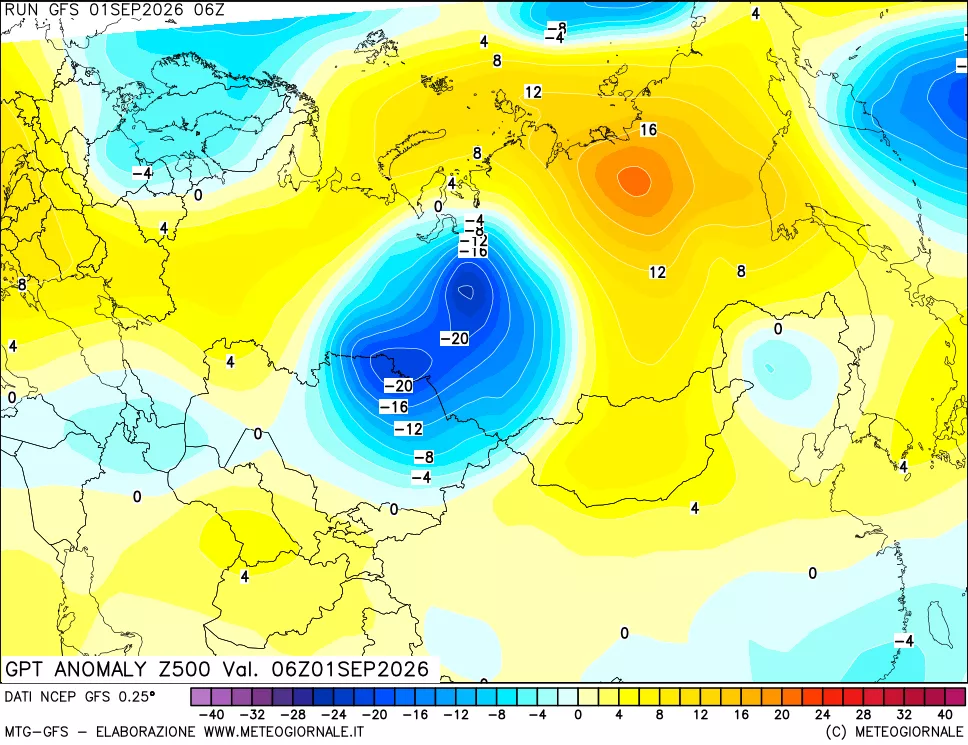 mappa 500 hPa GPT Anomaly vs Cli.No 1981-2010