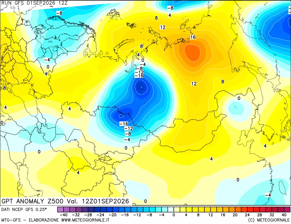 mappa 500 hPa GPT Anomaly vs Cli.No 1981-2010