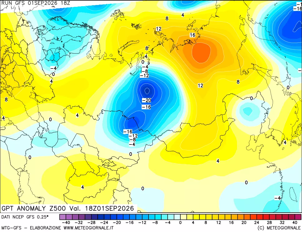 mappa 500 hPa GPT Anomaly vs Cli.No 1981-2010
