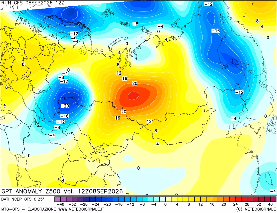 mappa 500 hPa GPT Anomaly vs Cli.No 1981-2010