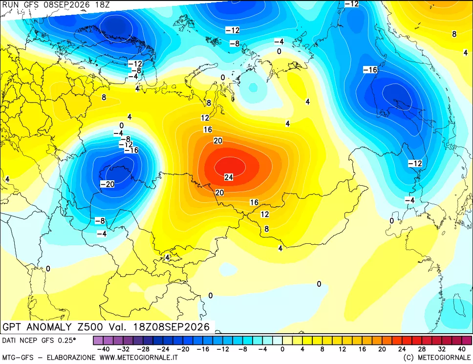 mappa 500 hPa GPT Anomaly vs Cli.No 1981-2010