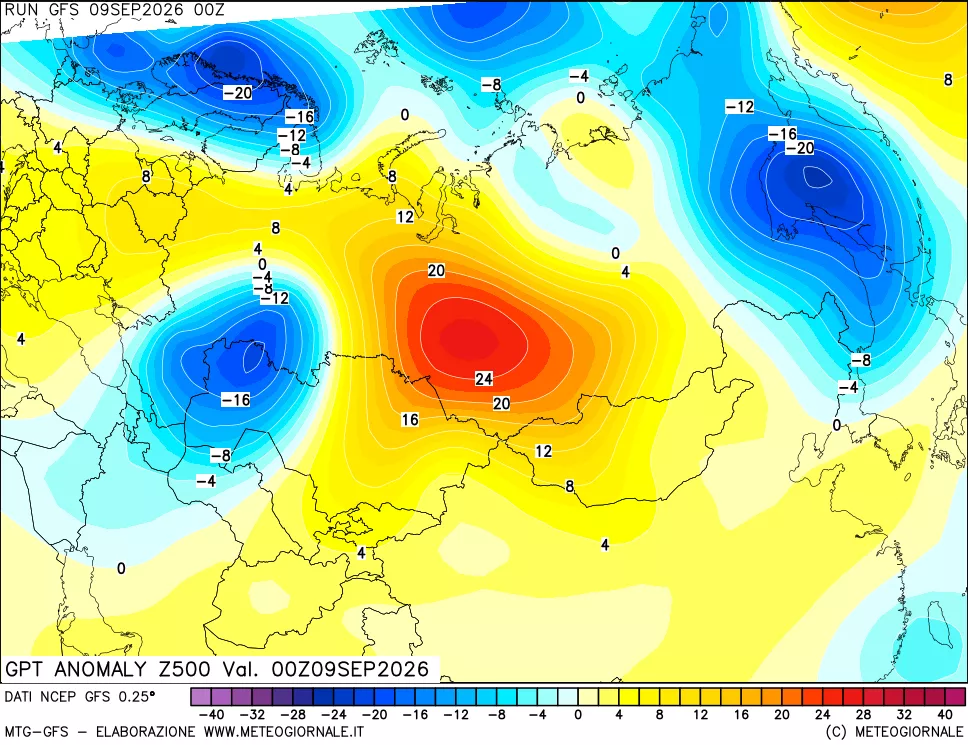 mappa 500 hPa GPT Anomaly vs Cli.No 1981-2010