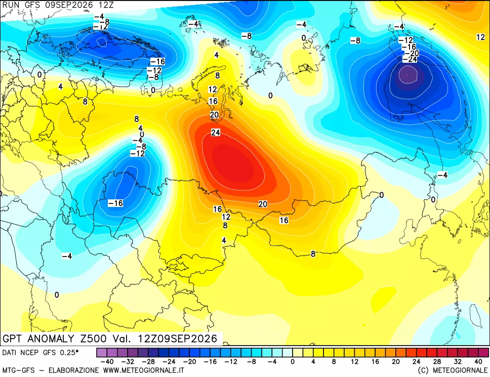 mappa 500 hPa GPT Anomaly vs Cli.No 1981-2010