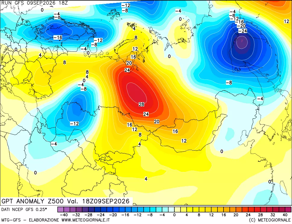 mappa 500 hPa GPT Anomaly vs Cli.No 1981-2010