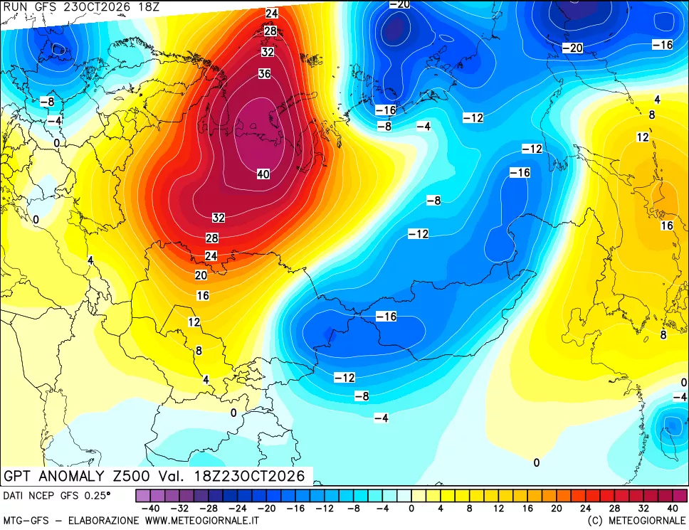 mappa 500 hPa GPT Anomaly vs Cli.No 1981-2010
