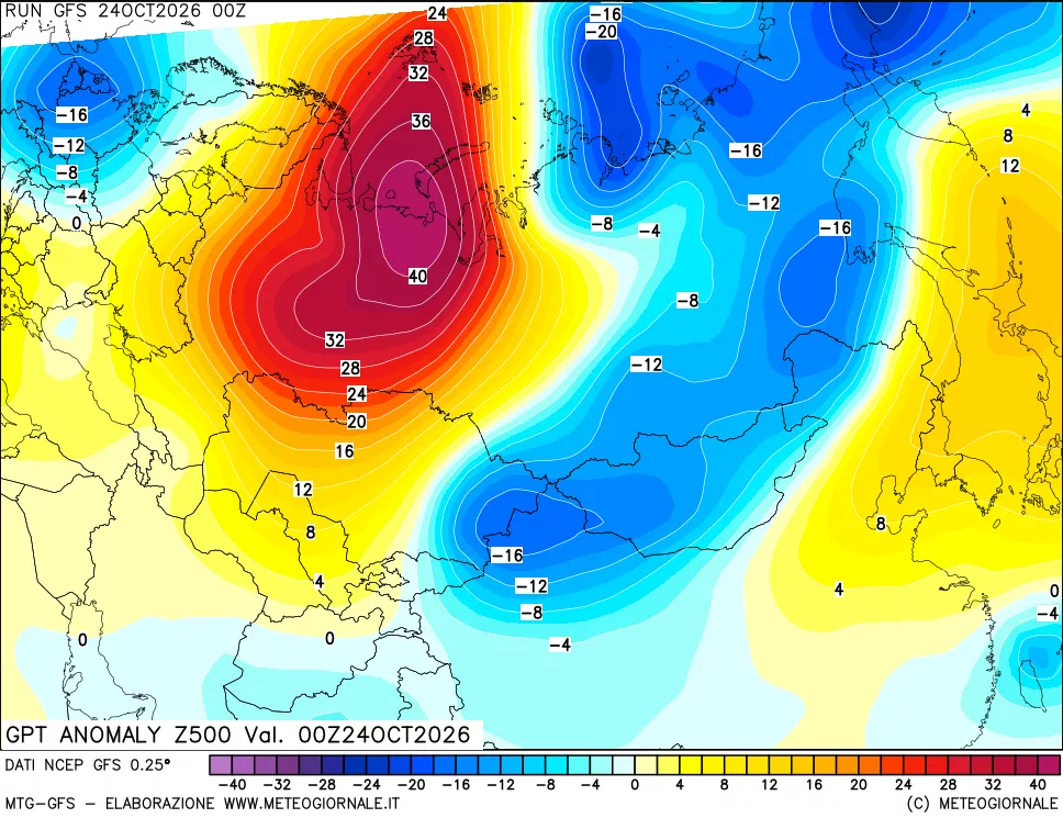 mappa 500 hPa GPT Anomaly vs Cli.No 1981-2010