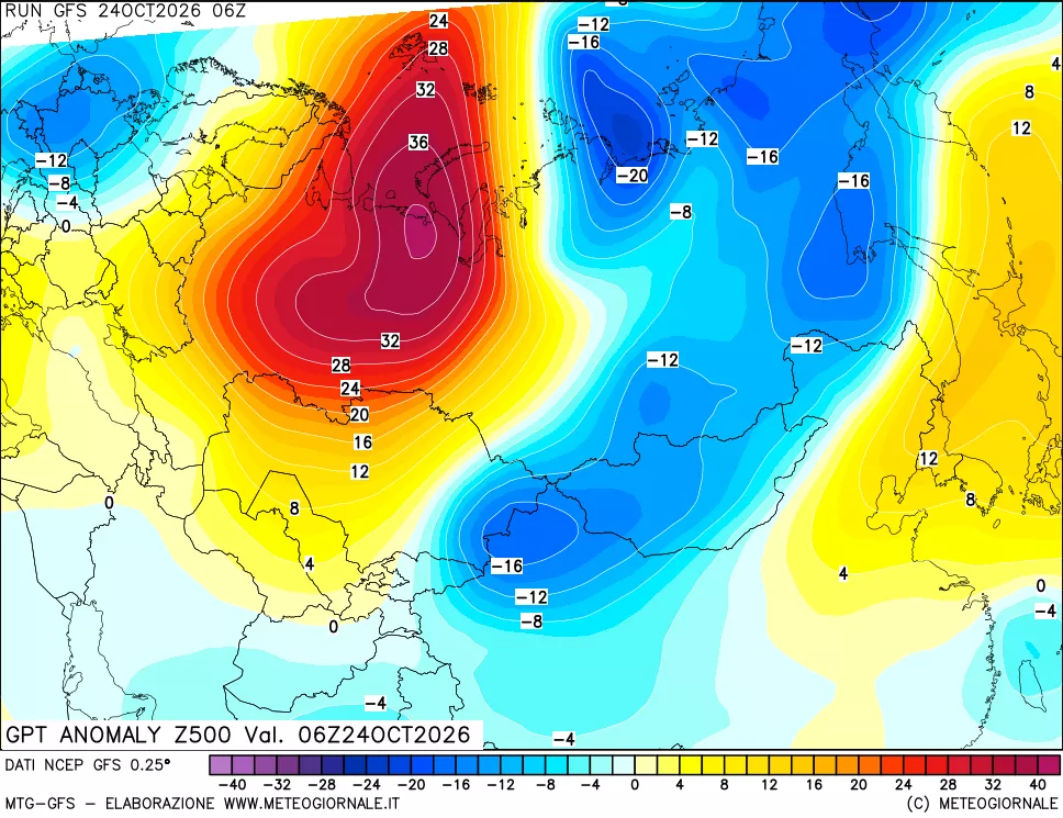 mappa 500 hPa GPT Anomaly vs Cli.No 1981-2010