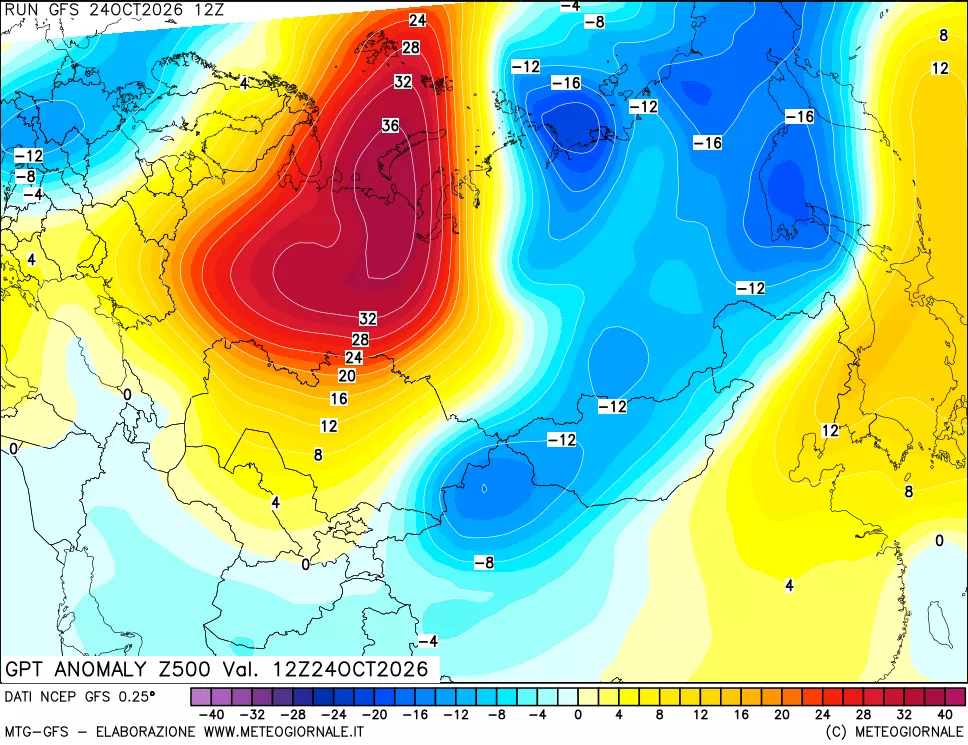 mappa 500 hPa GPT Anomaly vs Cli.No 1981-2010