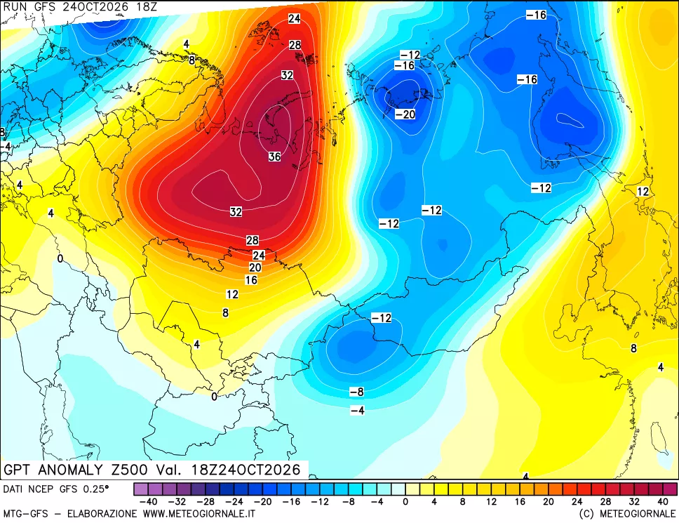 mappa 500 hPa GPT Anomaly vs Cli.No 1981-2010