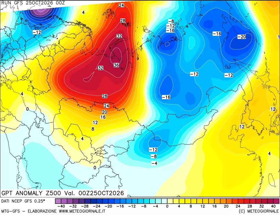mappa 500 hPa GPT Anomaly vs Cli.No 1981-2010