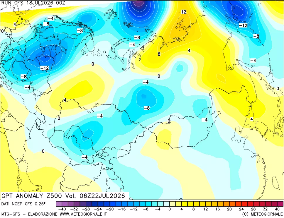 mappa 500 hPa GPT Anomaly vs Cli.No 1981-2010