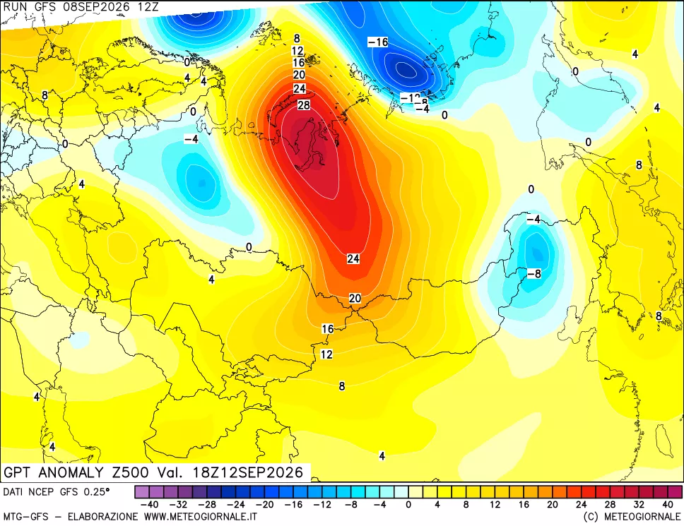 mappa 500 hPa GPT Anomaly vs Cli.No 1981-2010