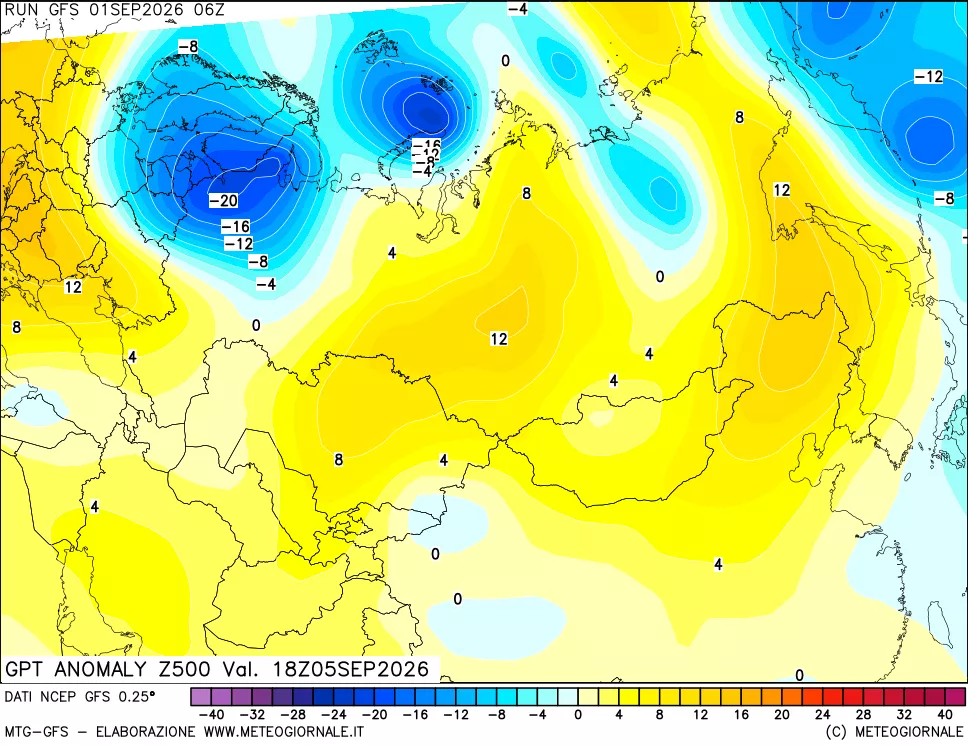 mappa 500 hPa GPT Anomaly vs Cli.No 1981-2010