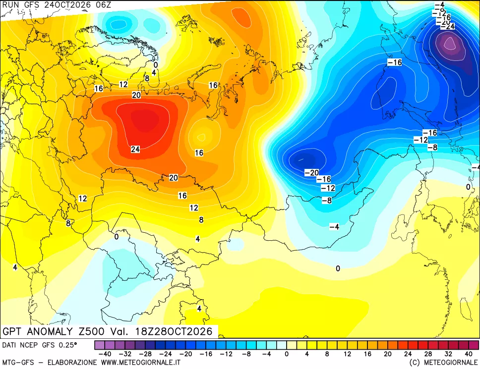mappa 500 hPa GPT Anomaly vs Cli.No 1981-2010