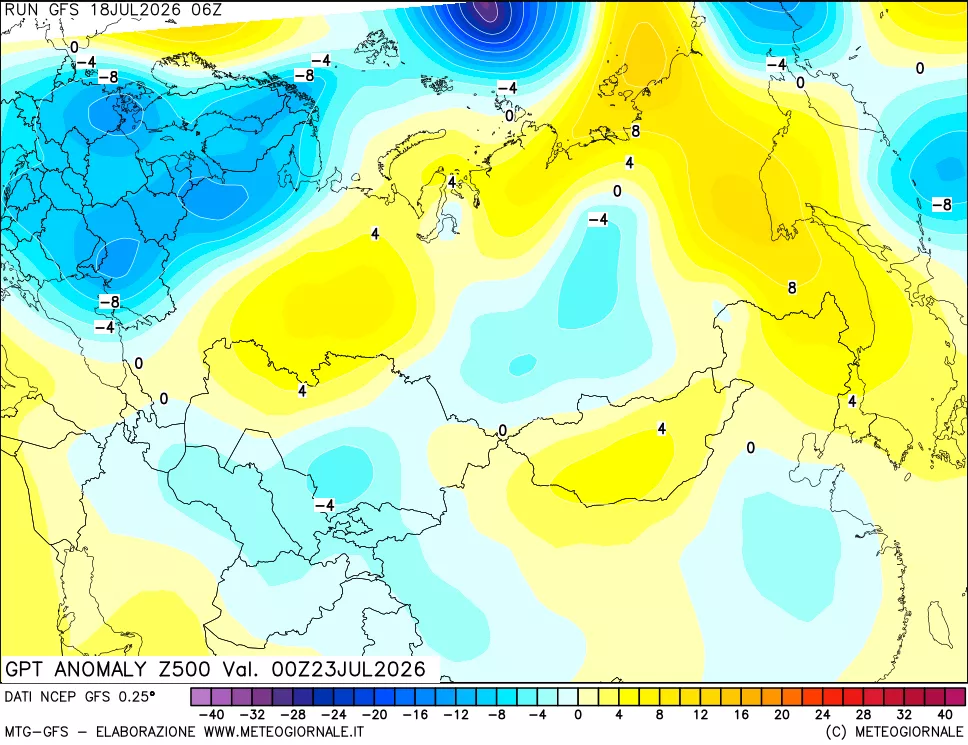mappa 500 hPa GPT Anomaly vs Cli.No 1981-2010