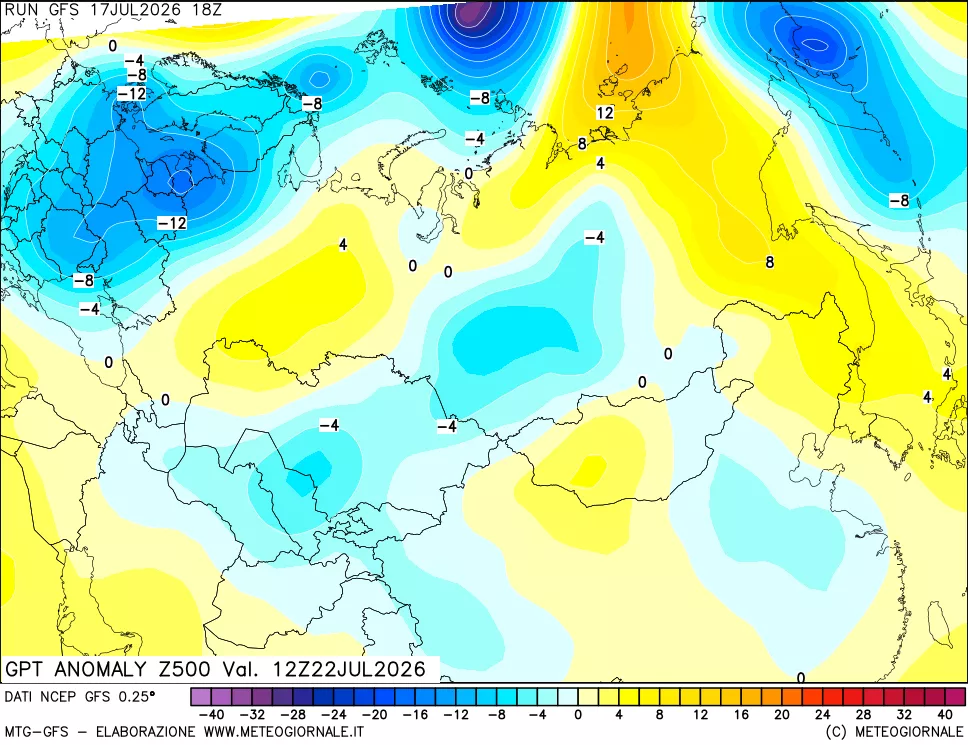 mappa 500 hPa GPT Anomaly vs Cli.No 1981-2010