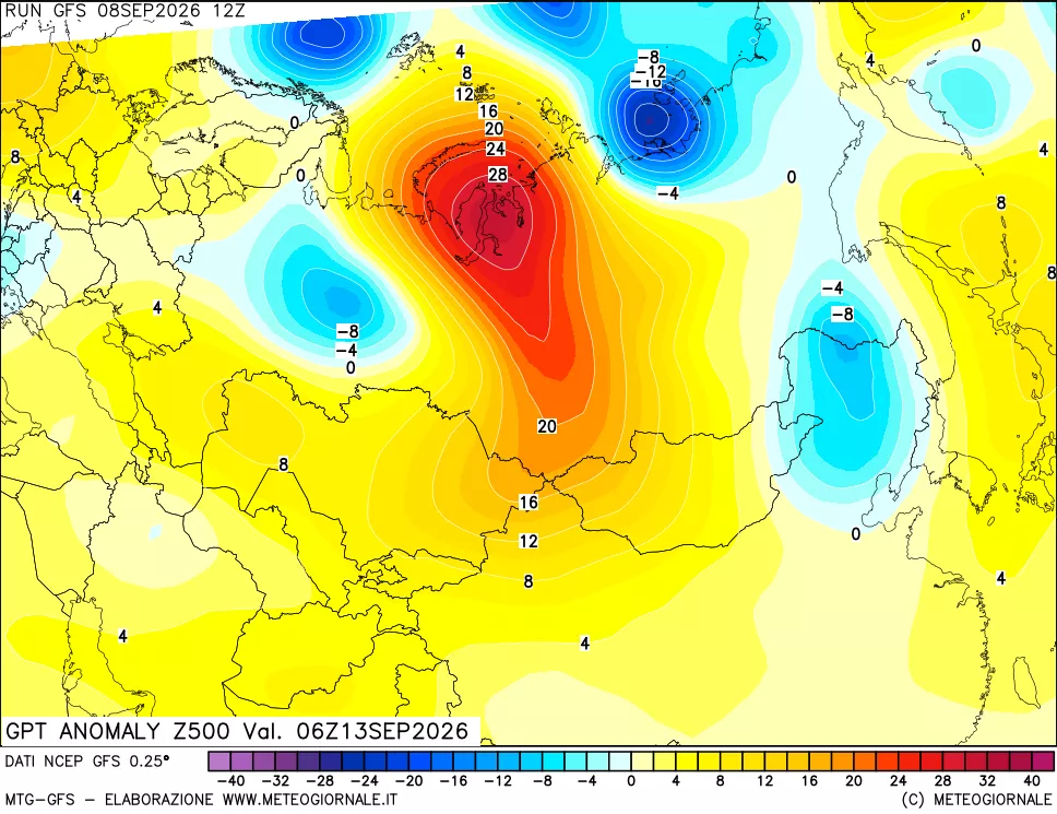 mappa 500 hPa GPT Anomaly vs Cli.No 1981-2010