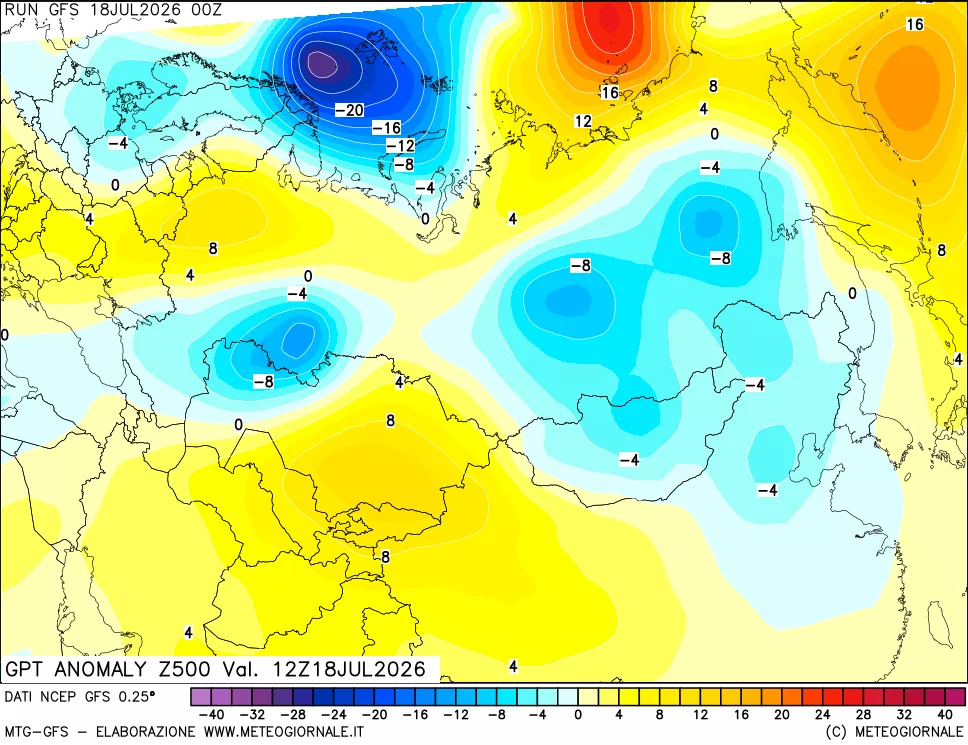 mappa 500 hPa GPT Anomaly vs Cli.No 1981-2010