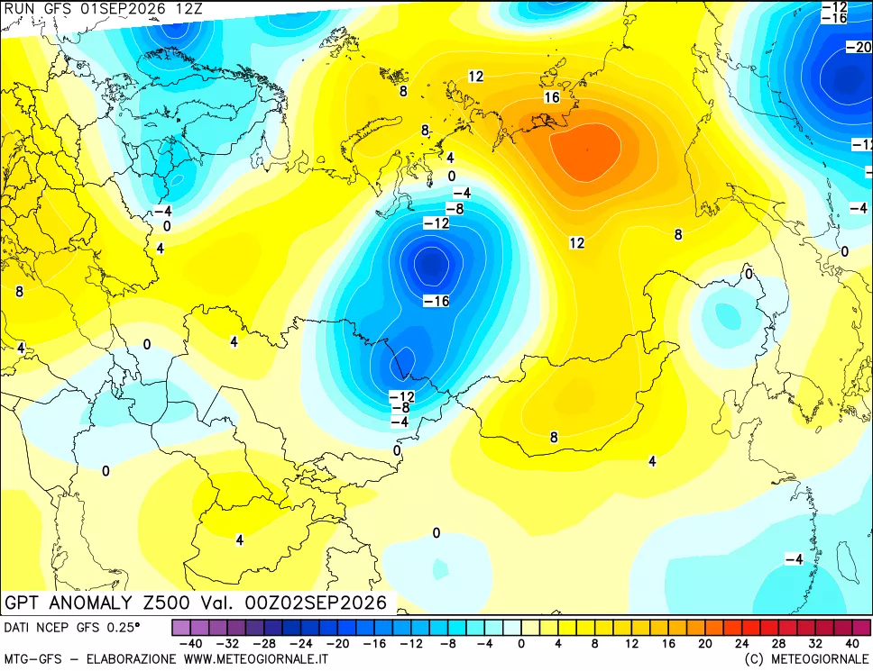 mappa 500 hPa GPT Anomaly vs Cli.No 1981-2010