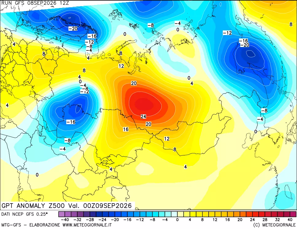 mappa 500 hPa GPT Anomaly vs Cli.No 1981-2010