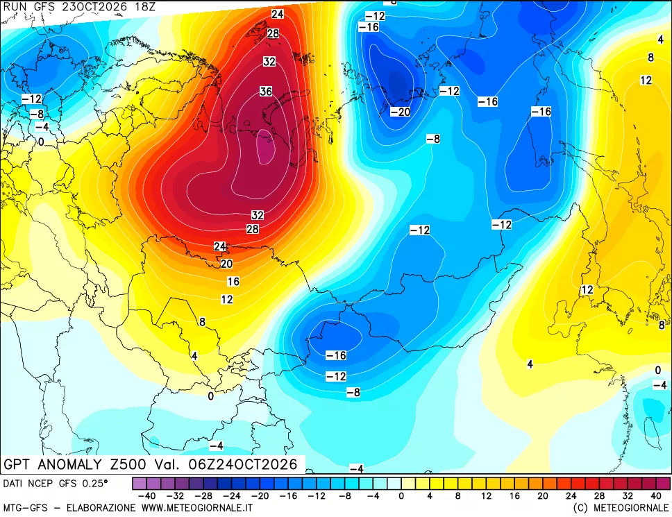 mappa 500 hPa GPT Anomaly vs Cli.No 1981-2010