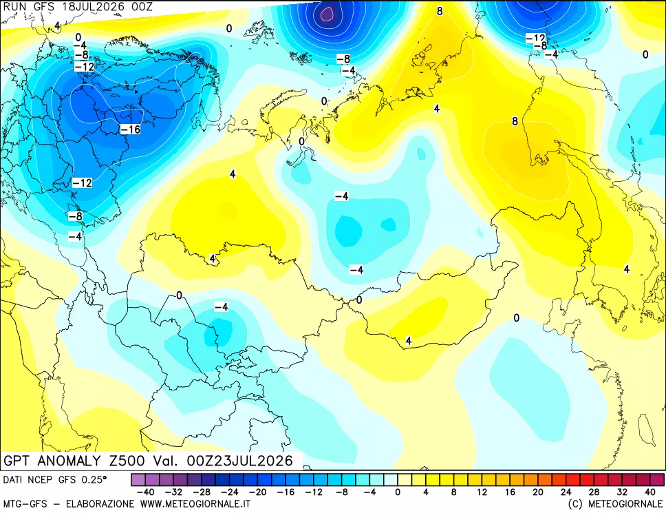 mappa 500 hPa GPT Anomaly vs Cli.No 1981-2010