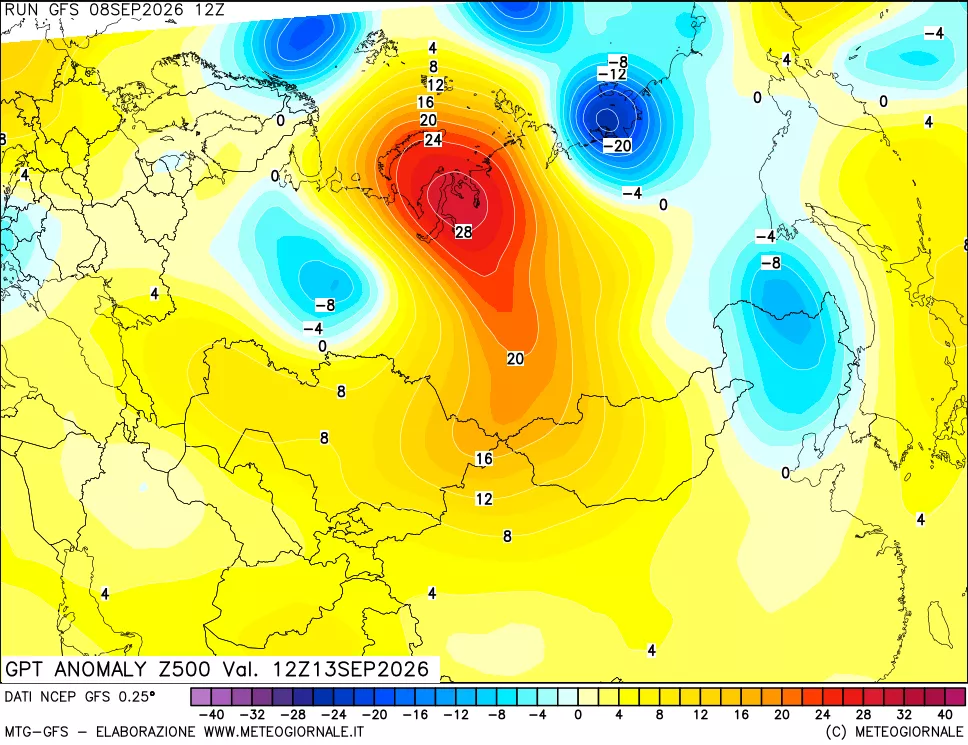 mappa 500 hPa GPT Anomaly vs Cli.No 1981-2010