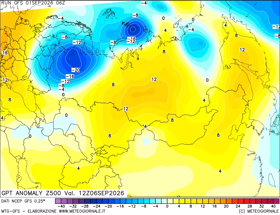 mappa 500 hPa GPT Anomaly vs Cli.No 1981-2010