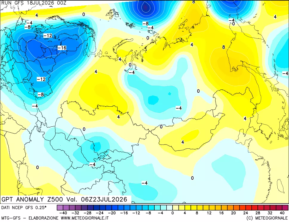 mappa 500 hPa GPT Anomaly vs Cli.No 1981-2010