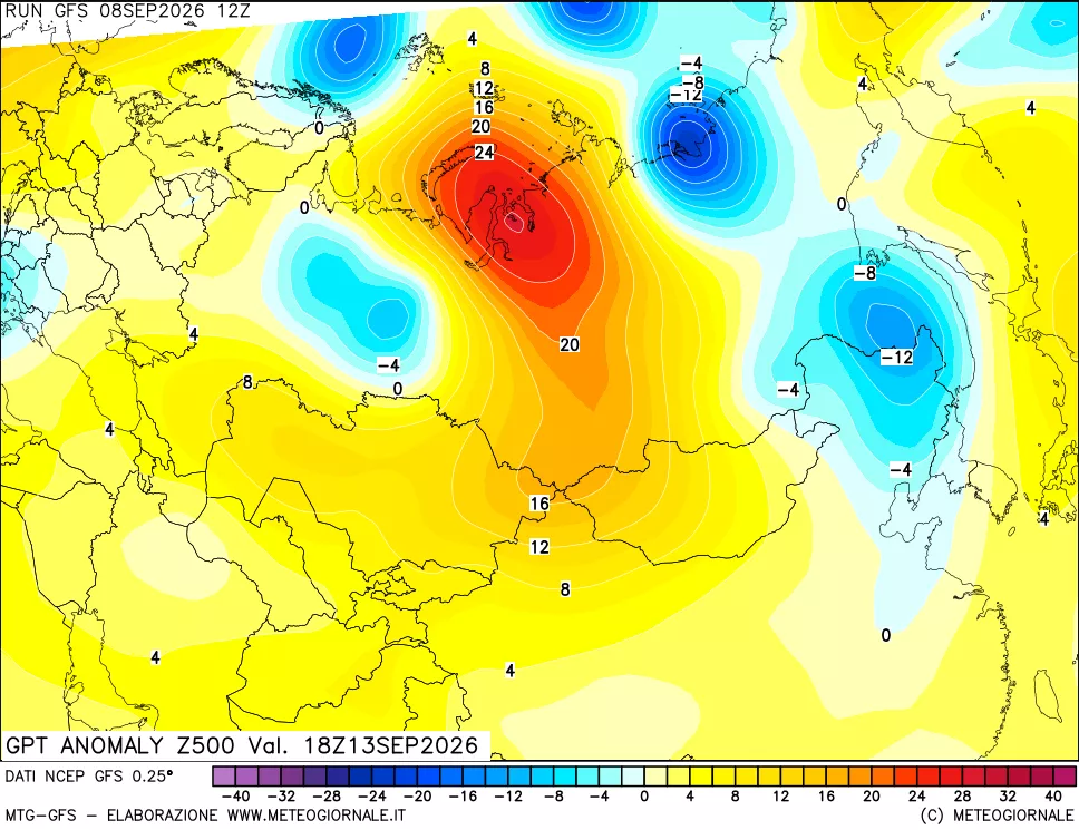 mappa 500 hPa GPT Anomaly vs Cli.No 1981-2010