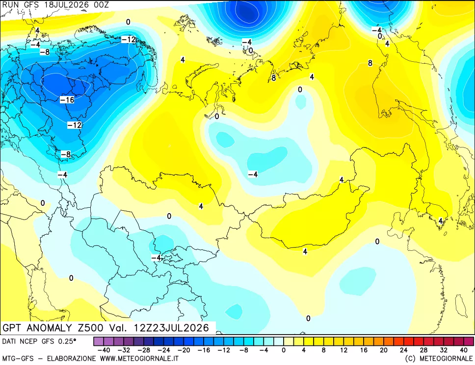 mappa 500 hPa GPT Anomaly vs Cli.No 1981-2010