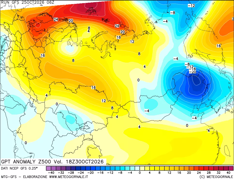 mappa 500 hPa GPT Anomaly vs Cli.No 1981-2010