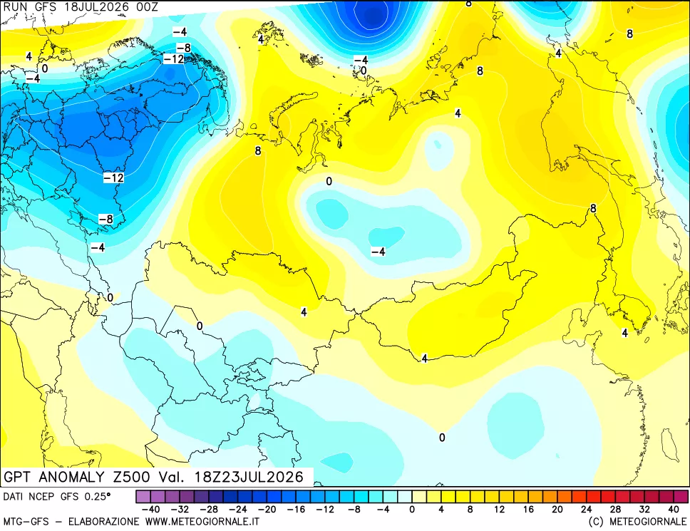 mappa 500 hPa GPT Anomaly vs Cli.No 1981-2010