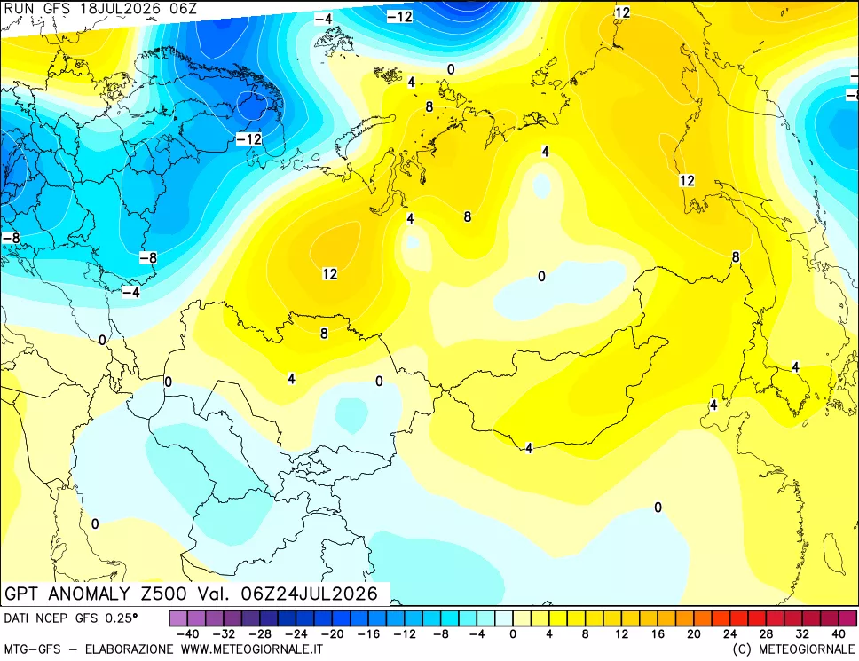 mappa 500 hPa GPT Anomaly vs Cli.No 1981-2010