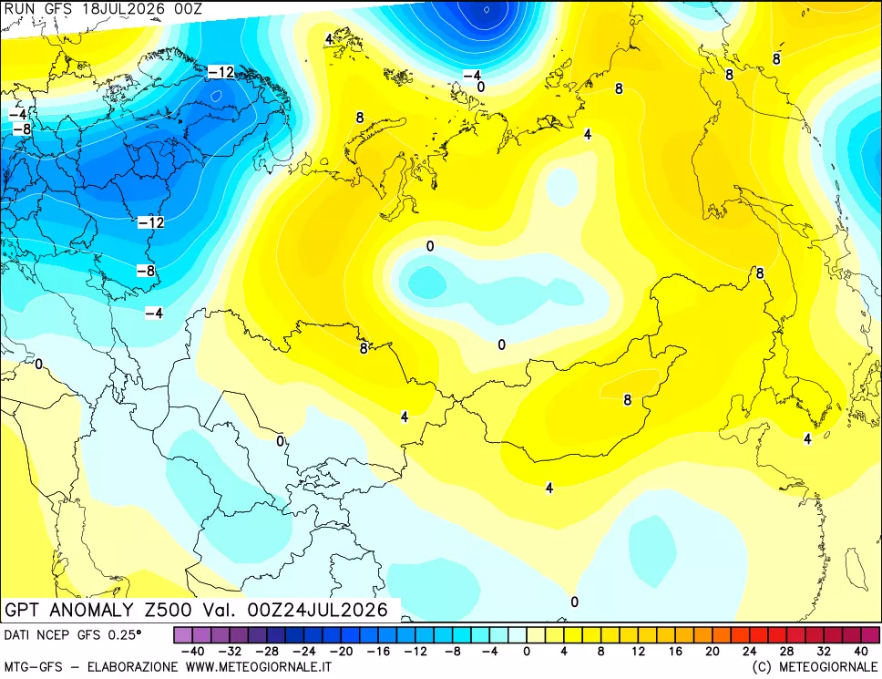 mappa 500 hPa GPT Anomaly vs Cli.No 1981-2010