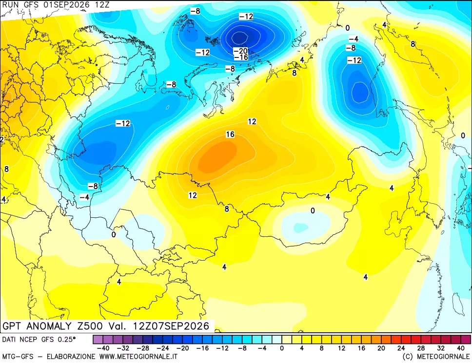 mappa 500 hPa GPT Anomaly vs Cli.No 1981-2010