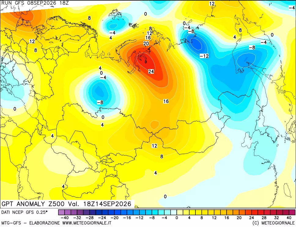 mappa 500 hPa GPT Anomaly vs Cli.No 1981-2010