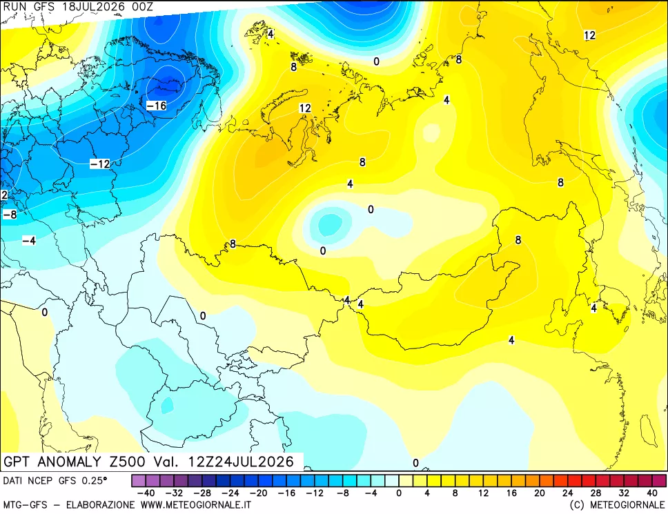 mappa 500 hPa GPT Anomaly vs Cli.No 1981-2010