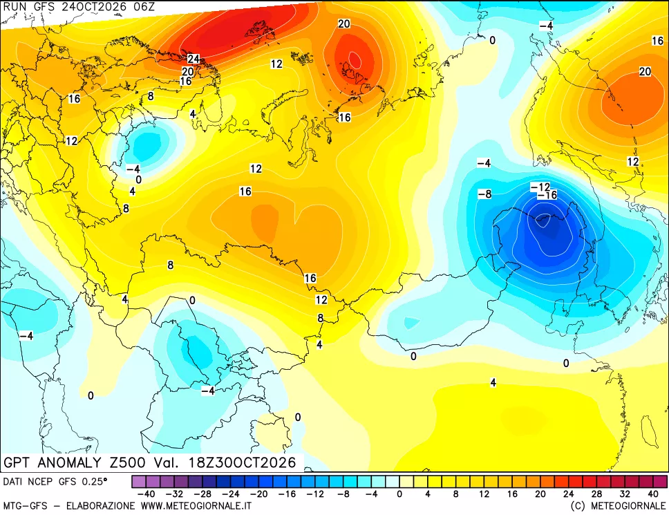 mappa 500 hPa GPT Anomaly vs Cli.No 1981-2010