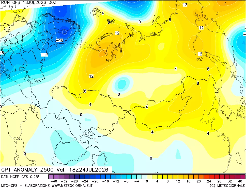 mappa 500 hPa GPT Anomaly vs Cli.No 1981-2010
