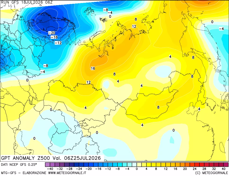 mappa 500 hPa GPT Anomaly vs Cli.No 1981-2010